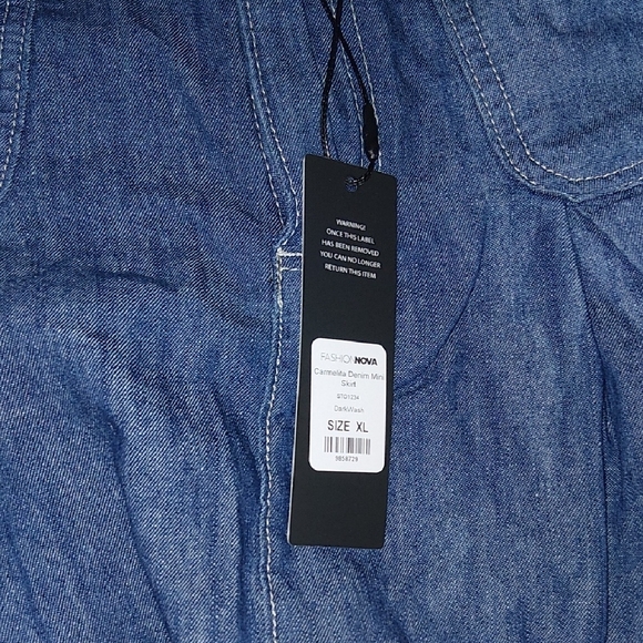 Denim Mini Skirt with Eyelet Trim - Picture 4 of 4